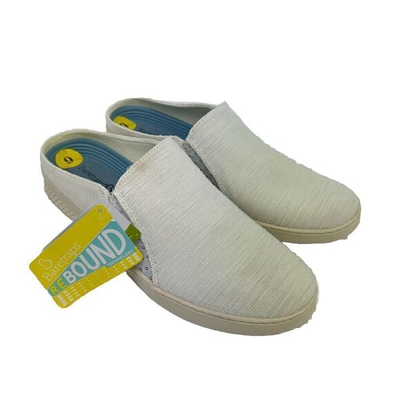 Baretraps Slip On Sneaker Clog Womens Size 9 White Knit Flat Yonessa - Picture 1 of 9